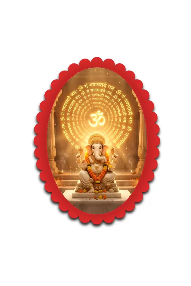 Ganesha Wall Decorative Showpiece 6 X 8 Inch | 4 MM MDF Wooden Glossy Sublimation Print | Back Hook Wall Hanging | Home Temple & Living Room Decor (F56979)