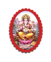 Ganesha Wall Decorative Showpiece 6 X 8 Inch | 4 MM MDF Wooden Glossy Sublimation Print | Back Hook Wall Hanging | Home Temple & Living Room Decor (F56981)