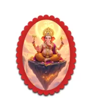 Ganesha Wall Decorative Showpiece 6 X 8 Inch | 4 MM MDF Wooden Glossy Sublimation Print | Back Hook Wall Hanging | Home Temple & Living Room Decor (F56983)