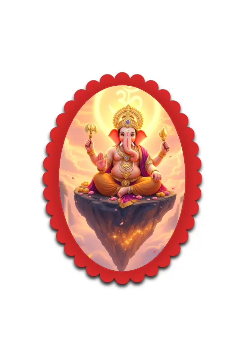 Ganesha Wall Decorative Showpiece 6 X 8 Inch | 4 MM MDF Wooden Glossy Sublimation Print | Back Hook Wall Hanging | Home Temple & Living Room Decor (F56983)