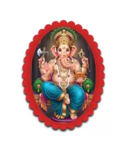 Ganesha Wall Decorative Showpiece 6 X 8 Inch | 4 MM MDF Wooden Glossy Sublimation Print | Back Hook Wall Hanging | Home Temple & Living Room Decor (F56989)
