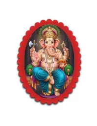 Ganesha Wall Decorative Showpiece 6 X 8 Inch | 4 MM MDF Wooden Glossy Sublimation Print | Back Hook Wall Hanging | Home Temple & Living Room Decor (F56989)