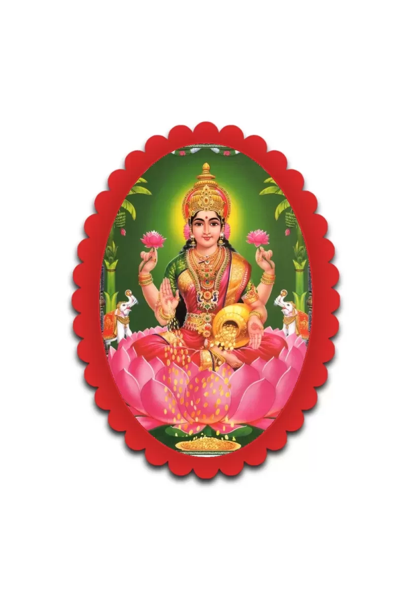 Lakshmi Wall Decorative Showpiece 6 X 8 Inch | 4 MM MDF Wooden Glossy Sublimation Print | Back Hook Wall Hanging | Home Temple & Living Room Decor (F56990)