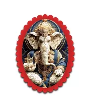 Ganesha Wall Decorative Showpiece 6 X 8 Inch | 4 MM MDF Wooden Glossy Sublimation Print | Back Hook Wall Hanging | Home Temple & Living Room Decor (F56995)