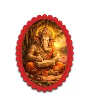 Ganesha Wall Decorative Showpiece 6 X 8 Inch | 4 MM MDF Wooden Glossy Sublimation Print | Back Hook Wall Hanging | Home Temple & Living Room Decor (F57001)