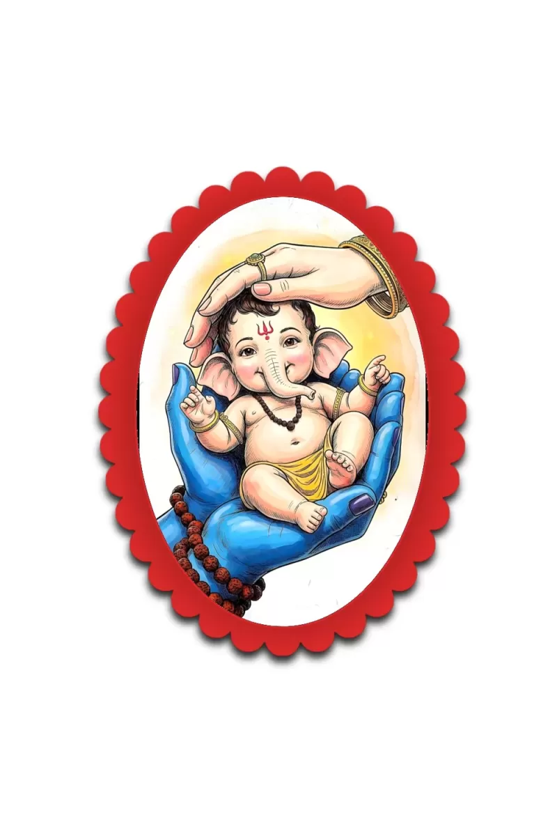 Ganesha Wall Decorative Showpiece 6 X 8 Inch | 4 MM MDF Wooden Glossy Sublimation Print | Back Hook Wall Hanging | Home Temple & Living Room Decor (F57006)