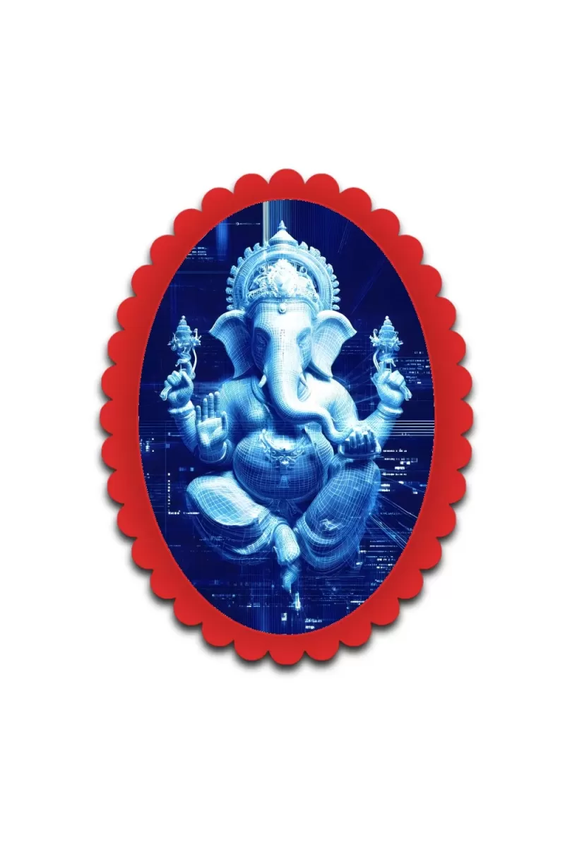 Ganesha Wall Decorative Showpiece 6 X 8 Inch | 4 MM MDF Wooden Glossy Sublimation Print | Back Hook Wall Hanging | Home Temple & Living Room Decor (F57007)