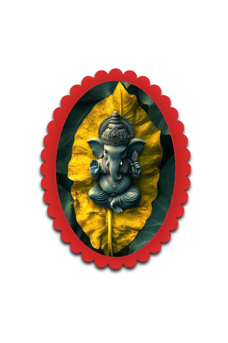 Ganesha Wall Decorative Showpiece 6 X 8 Inch | 4 MM MDF Wooden Glossy Sublimation Print | Back Hook Wall Hanging | Home Temple & Living Room Decor (F57031)