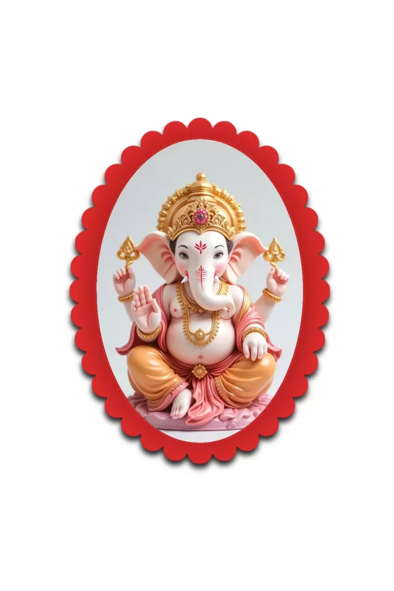 Ganesha Wall Decorative Showpiece 6 X 8 Inch | 4 MM MDF Wooden Glossy Sublimation Print | Back Hook Wall Hanging | Home Temple & Living Room Decor (F57045)