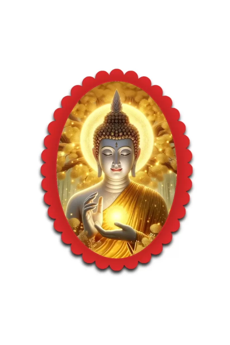 Gautama Buddha Wall Decorative Showpiece 6 X 8 Inch | 4 MM MDF Wooden Glossy Sublimation Print | Back Hook Wall Hanging | Home Temple & Living Room Decor (F57047)