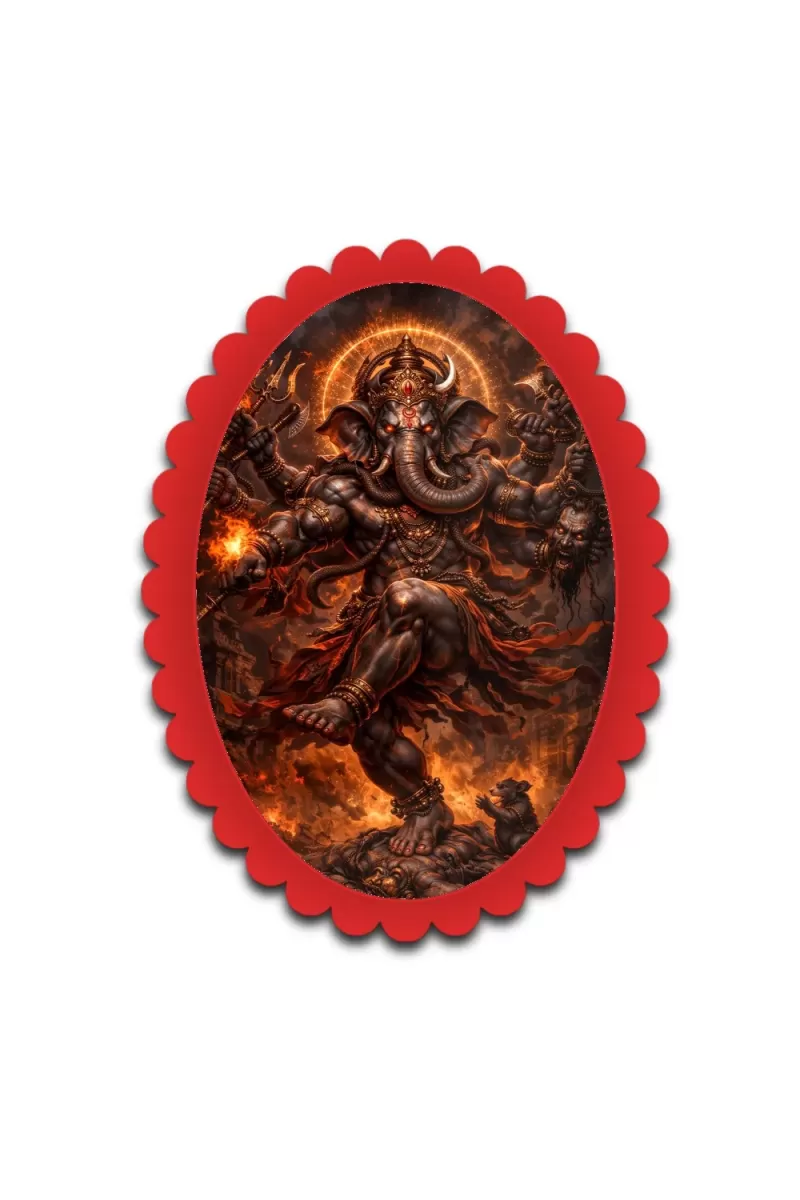 Ganesha Wall Decorative Showpiece 6 X 8 Inch | 4 MM MDF Wooden Glossy Sublimation Print | Back Hook Wall Hanging | Home Temple & Living Room Decor (F57050)