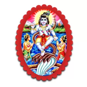Krishna Wall Decorative Showpiece 6 X 8 Inch | 4 MM MDF Wooden Glossy Sublimation Print | Back Hook Wall Hanging | Home Temple & Living Room Decor (F57117)