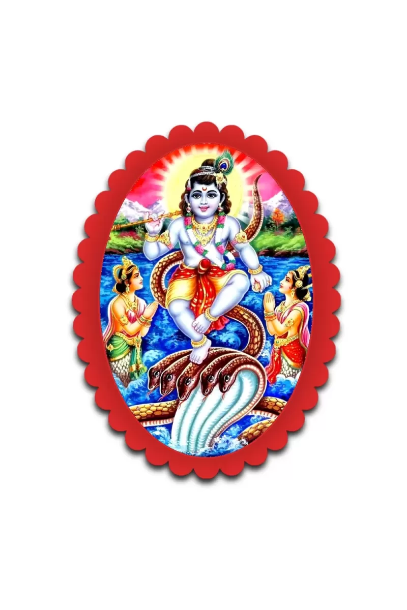 Krishna Wall Decorative Showpiece 6 X 8 Inch | 4 MM MDF Wooden Glossy Sublimation Print | Back Hook Wall Hanging | Home Temple & Living Room Decor (F57117)