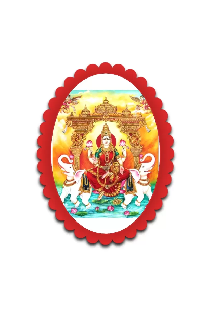 Lakshmi Wall Decorative Showpiece 6 X 8 Inch | 4 MM MDF Wooden Glossy Sublimation Print | Back Hook Wall Hanging | Home Temple & Living Room Decor (F57118)