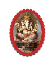 Ganesha Wall Decorative Showpiece 6 X 8 Inch | 4 MM MDF Wooden Glossy Sublimation Print | Back Hook Wall Hanging | Home Temple & Living Room Decor (F57123)
