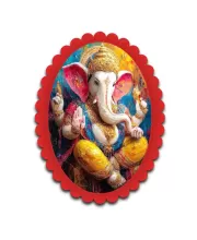 Ganesha Wall Decorative Showpiece 6 X 8 Inch | 4 MM MDF Wooden Glossy Sublimation Print | Back Hook Wall Hanging | Home Temple & Living Room Decor (F57124)