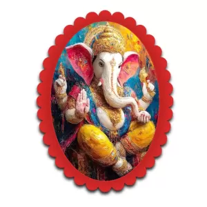 Ganesha Wall Decorative Showpiece 6 X 8 Inch | 4 MM MDF Wooden Glossy Sublimation Print | Back Hook Wall Hanging | Home Temple & Living Room Decor (F57124)
