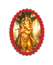 Ganesha Wall Decorative Showpiece 6 X 8 Inch | 4 MM MDF Wooden Glossy Sublimation Print | Back Hook Wall Hanging | Home Temple & Living Room Decor (F57125)