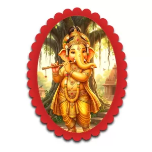 Ganesha Wall Decorative Showpiece 6 X 8 Inch | 4 MM MDF Wooden Glossy Sublimation Print | Back Hook Wall Hanging | Home Temple & Living Room Decor (F57125)