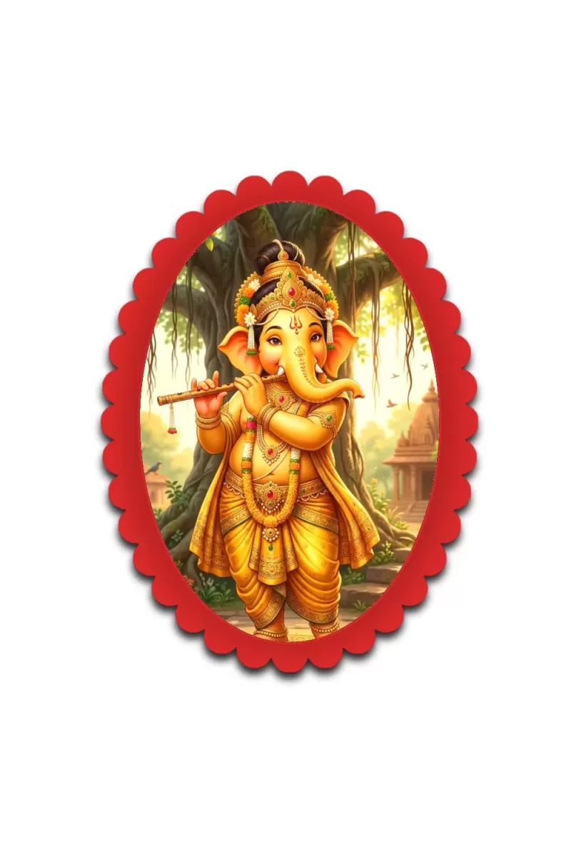 Ganesha Wall Decorative Showpiece 6 X 8 Inch | 4 MM MDF Wooden Glossy Sublimation Print | Back Hook Wall Hanging | Home Temple & Living Room Decor (F57125)