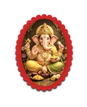 Ganesha Wall Decorative Showpiece 6 X 8 Inch | 4 MM MDF Wooden Glossy Sublimation Print | Back Hook Wall Hanging | Home Temple & Living Room Decor (F57126)