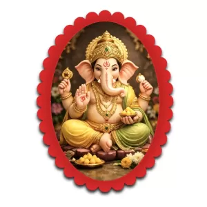 Ganesha Wall Decorative Showpiece 6 X 8 Inch | 4 MM MDF Wooden Glossy Sublimation Print | Back Hook Wall Hanging | Home Temple & Living Room Decor (F57126)