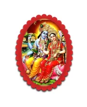 Vishnu And Lakshmi Wall Decorative Showpiece 6 X 8 Inch | 4 MM MDF Wooden Glossy Sublimation Print | Back Hook Wall Hanging | Home Temple & Living Room Decor (F57128)