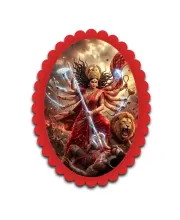 Durga Wall Decorative Showpiece 6 X 8 Inch | 4 MM MDF Wooden Glossy Sublimation Print | Back Hook Wall Hanging | Home Temple & Living Room Decor (F57138)