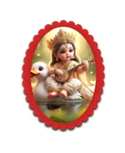 Baby Krishna Wall Decorative Showpiece 6 X 8 Inch | 4 MM MDF Wooden Glossy Sublimation Print | Back Hook Wall Hanging | Home Temple & Living Room Decor (F57146)