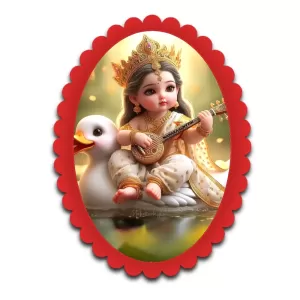 Baby Krishna Wall Decorative Showpiece 6 X 8 Inch | 4 MM MDF Wooden Glossy Sublimation Print | Back Hook Wall Hanging | Home Temple & Living Room Decor (F57146)