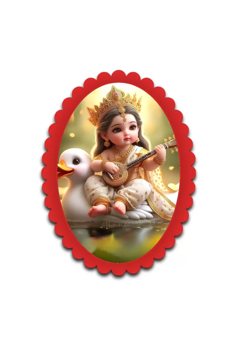 Baby Krishna Wall Decorative Showpiece 6 X 8 Inch | 4 MM MDF Wooden Glossy Sublimation Print | Back Hook Wall Hanging | Home Temple & Living Room Decor (F57146)
