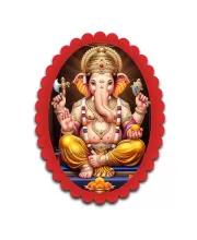 Ganesha Wall Decorative Showpiece 6 X 8 Inch | 4 MM MDF Wooden Glossy Sublimation Print | Back Hook Wall Hanging | Home Temple & Living Room Decor (F57148)