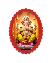 Ganesha Wall Decorative Showpiece 6 X 8 Inch | 4 MM MDF Wooden Glossy Sublimation Print | Back Hook Wall Hanging | Home Temple & Living Room Decor (F57151)