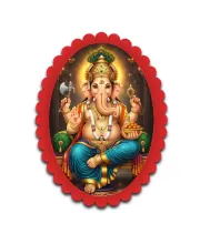 Ganesha Wall Decorative Showpiece 6 X 8 Inch | 4 MM MDF Wooden Glossy Sublimation Print | Back Hook Wall Hanging | Home Temple & Living Room Decor (F57158)
