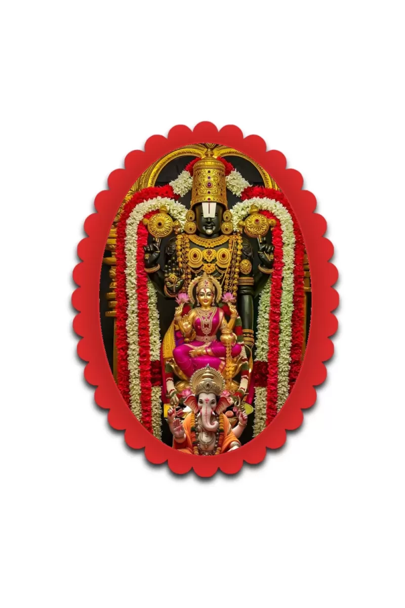 Tirupati Balaji Wall Decorative Showpiece 6 X 8 Inch | 4 MM MDF Wooden Glossy Sublimation Print | Back Hook Wall Hanging | Home Temple & Living Room Decor (F57159)