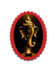 Ganesha Wall Decorative Showpiece 6 X 8 Inch | 4 MM MDF Wooden Glossy Sublimation Print | Back Hook Wall Hanging | Home Temple & Living Room Decor (F57160)