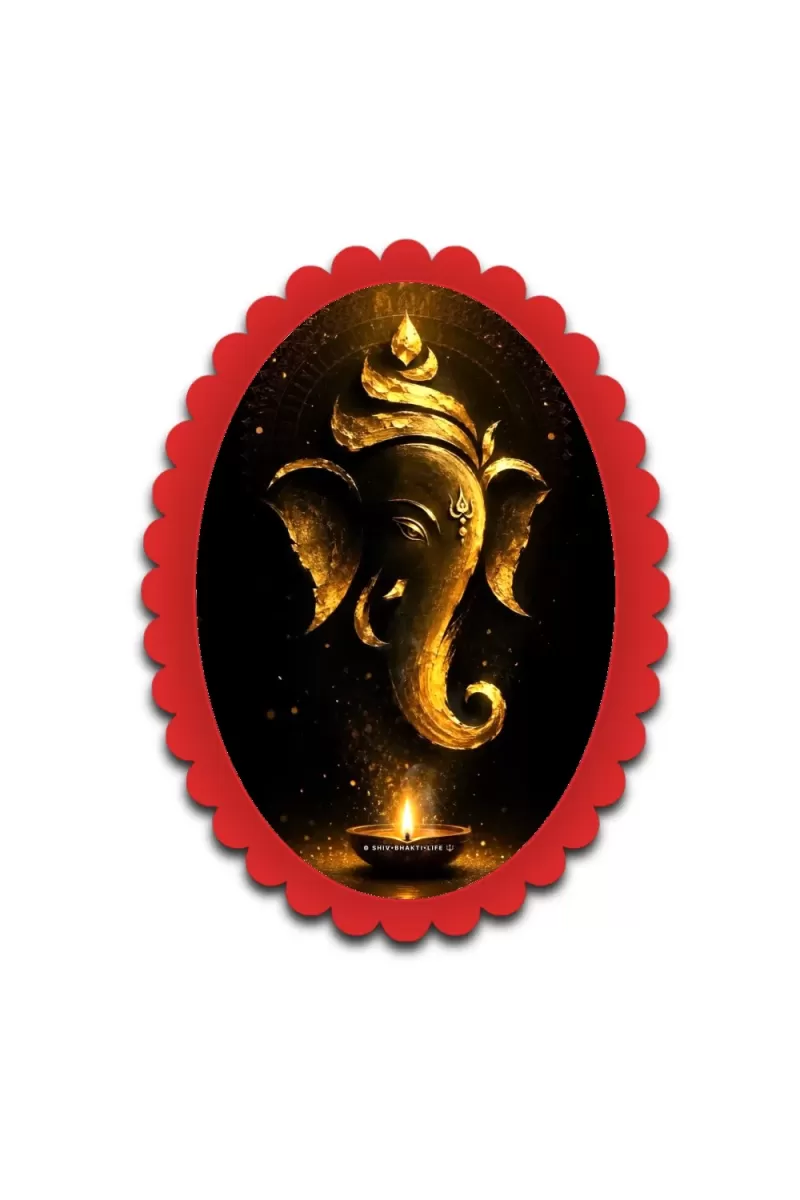 Ganesha Wall Decorative Showpiece 6 X 8 Inch | 4 MM MDF Wooden Glossy Sublimation Print | Back Hook Wall Hanging | Home Temple & Living Room Decor (F57160)