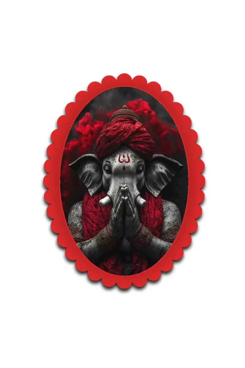 Ganesha Wall Decorative Showpiece 6 X 8 Inch | 4 MM MDF Wooden Glossy Sublimation Print | Back Hook Wall Hanging | Home Temple & Living Room Decor (F57162)