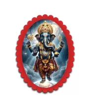 Ganesha Wall Decorative Showpiece 6 X 8 Inch | 4 MM MDF Wooden Glossy Sublimation Print | Back Hook Wall Hanging | Home Temple & Living Room Decor (F57168)