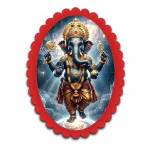 Ganesha Wall Decorative Showpiece 6 X 8 Inch | 4 MM MDF Wooden Glossy Sublimation Print | Back Hook Wall Hanging | Home Temple & Living Room Decor (F57168)