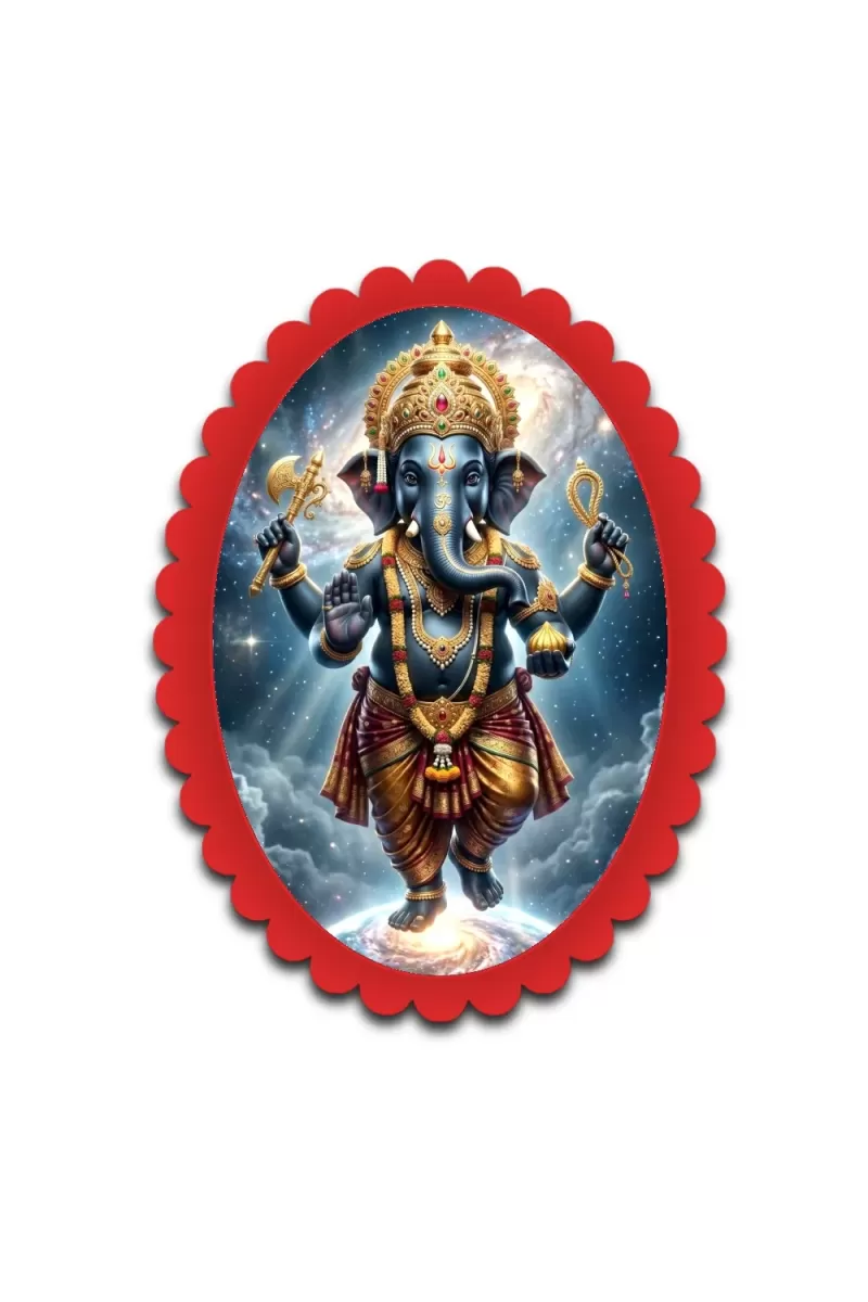 Ganesha Wall Decorative Showpiece 6 X 8 Inch | 4 MM MDF Wooden Glossy Sublimation Print | Back Hook Wall Hanging | Home Temple & Living Room Decor (F57168)