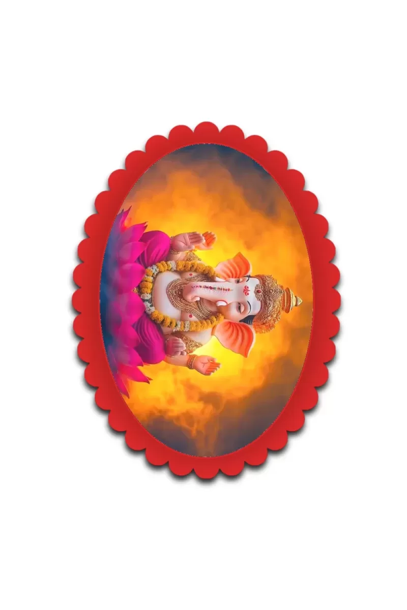 Ganesha Wall Decorative Showpiece 6 X 8 Inch | 4 MM MDF Wooden Glossy Sublimation Print | Back Hook Wall Hanging | Home Temple & Living Room Decor (F57169)