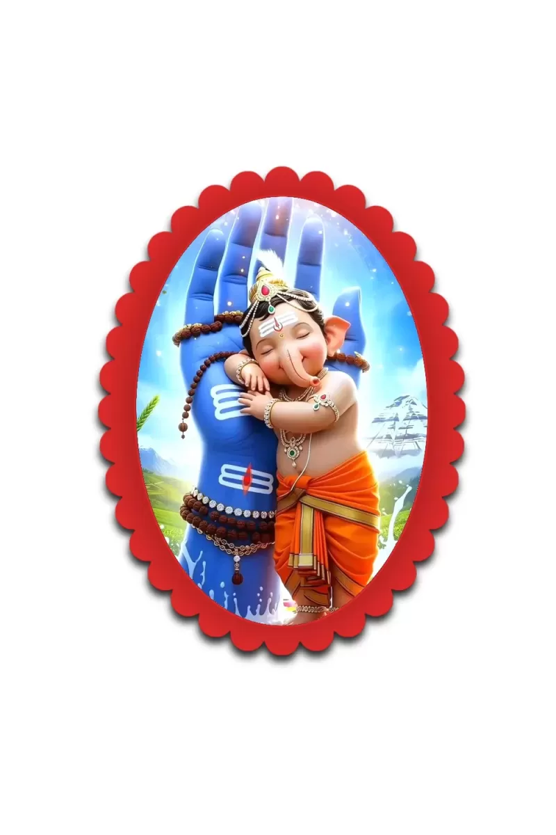 Ganesha Wall Decorative Showpiece 6 X 8 Inch | 4 MM MDF Wooden Glossy Sublimation Print | Back Hook Wall Hanging | Home Temple & Living Room Decor (F57170)