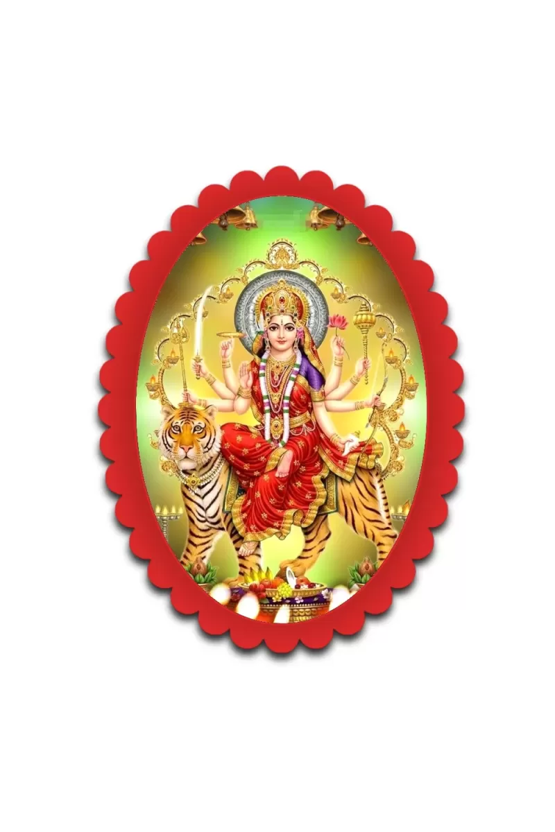 Durga Wall Decorative Showpiece 6 X 8 Inch | 4 MM MDF Wooden Glossy Sublimation Print | Back Hook Wall Hanging | Home Temple & Living Room Decor (F57174)