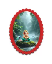 Ganesha Wall Decorative Showpiece 6 X 8 Inch | 4 MM MDF Wooden Glossy Sublimation Print | Back Hook Wall Hanging | Home Temple & Living Room Decor (F57177)