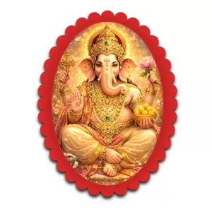 Ganesha Wall Decorative Showpiece 6 X 8 Inch | 4 MM MDF Wooden Glossy Sublimation Print | Back Hook Wall Hanging | Home Temple & Living Room Decor (F57180)