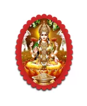 Lakshmi Wall Decorative Showpiece 6 X 8 Inch | 4 MM MDF Wooden Glossy Sublimation Print | Back Hook Wall Hanging | Home Temple & Living Room Decor (F57185)