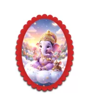 Ganesha Wall Decorative Showpiece 6 X 8 Inch | 4 MM MDF Wooden Glossy Sublimation Print | Back Hook Wall Hanging | Home Temple & Living Room Decor (F57190)