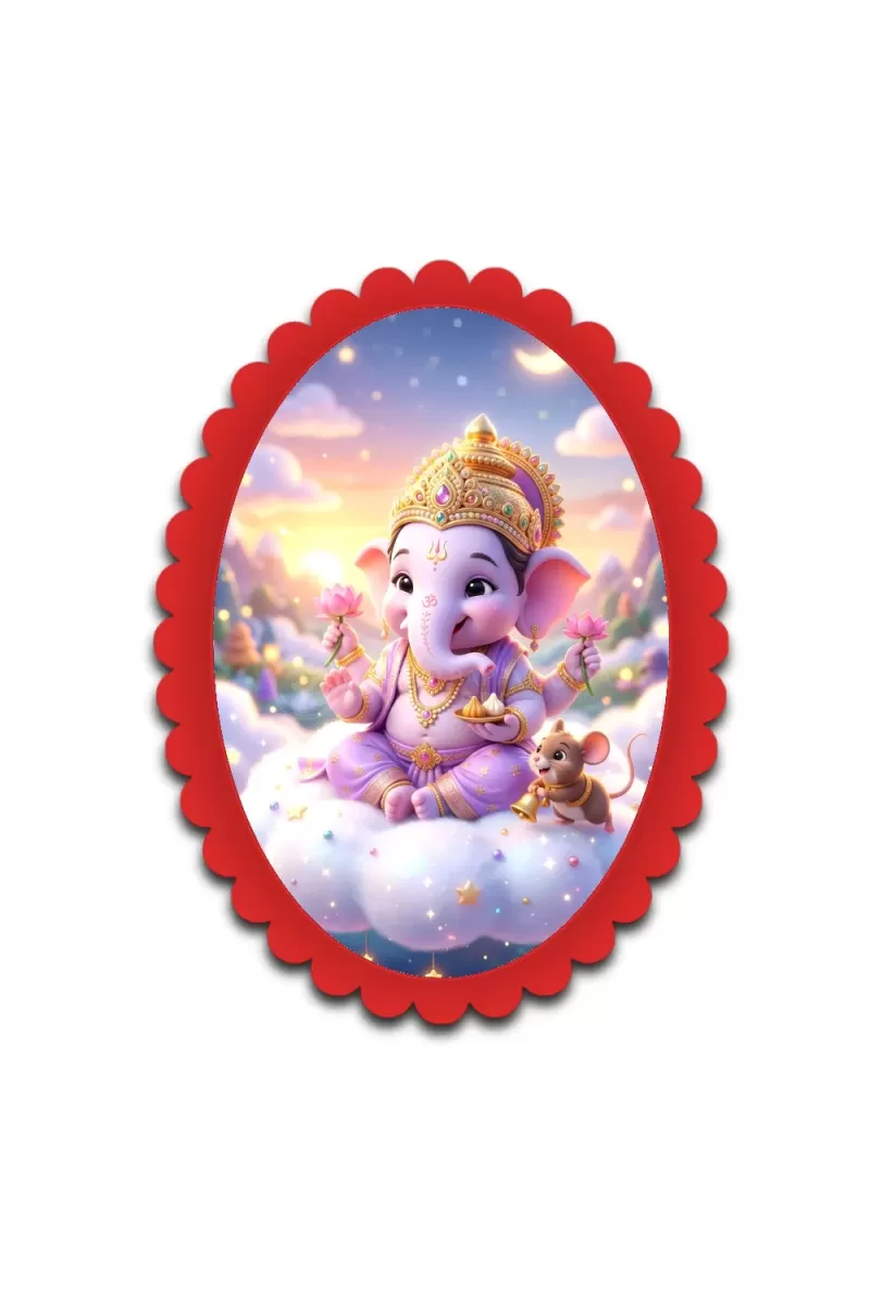 Ganesha Wall Decorative Showpiece 6 X 8 Inch | 4 MM MDF Wooden Glossy Sublimation Print | Back Hook Wall Hanging | Home Temple & Living Room Decor (F57190)