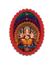 Ganesha Wall Decorative Showpiece 6 X 8 Inch | 4 MM MDF Wooden Glossy Sublimation Print | Back Hook Wall Hanging | Home Temple & Living Room Decor (F57192)